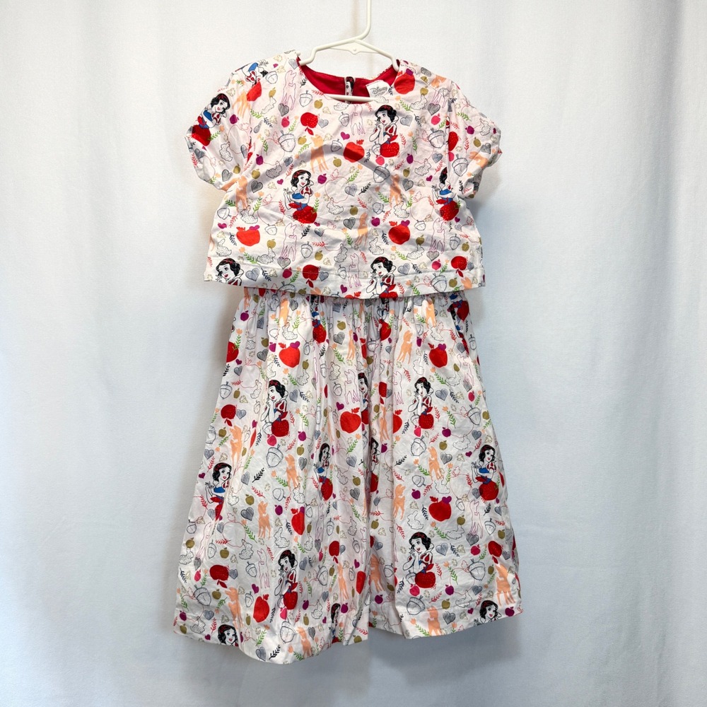 Disney Store Snow White Princess‎ Dress Girls 9/10 White Red Cotton Layered Look